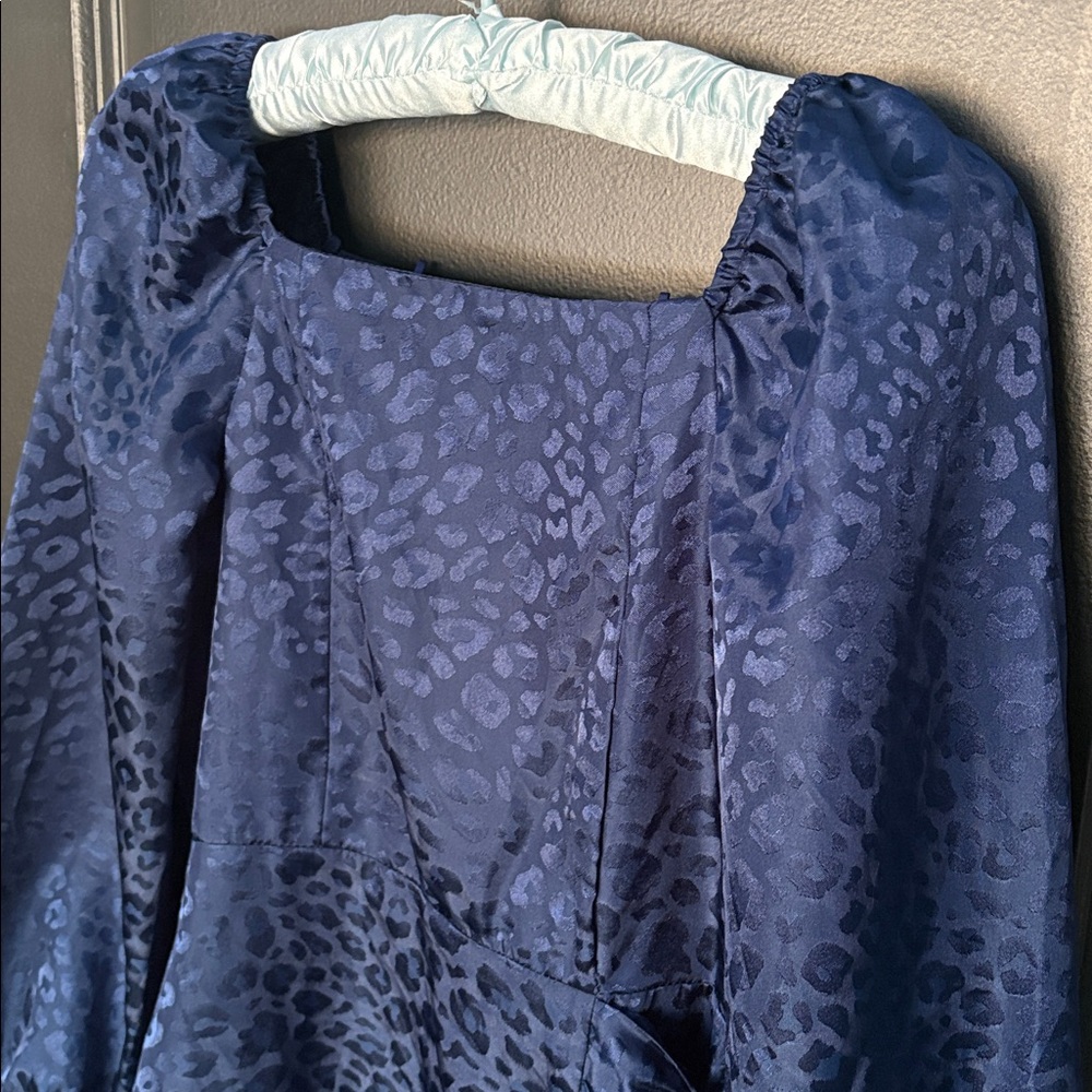Rare Editions size 10 dress navy blue tonal leopard print dress - Picture 2 of 5
